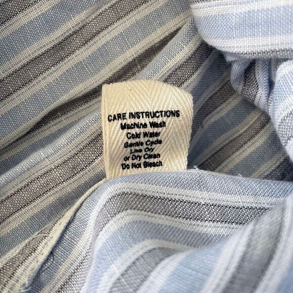 South Street Linen SOST Portland Maine Striped Tunic Popover Blue Gray White - Picture 6 of 10